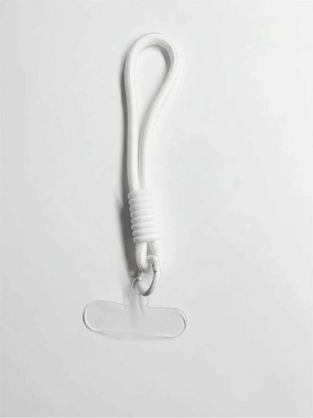 White Phone Wrist Strap Lanyard with Clear Anchor
